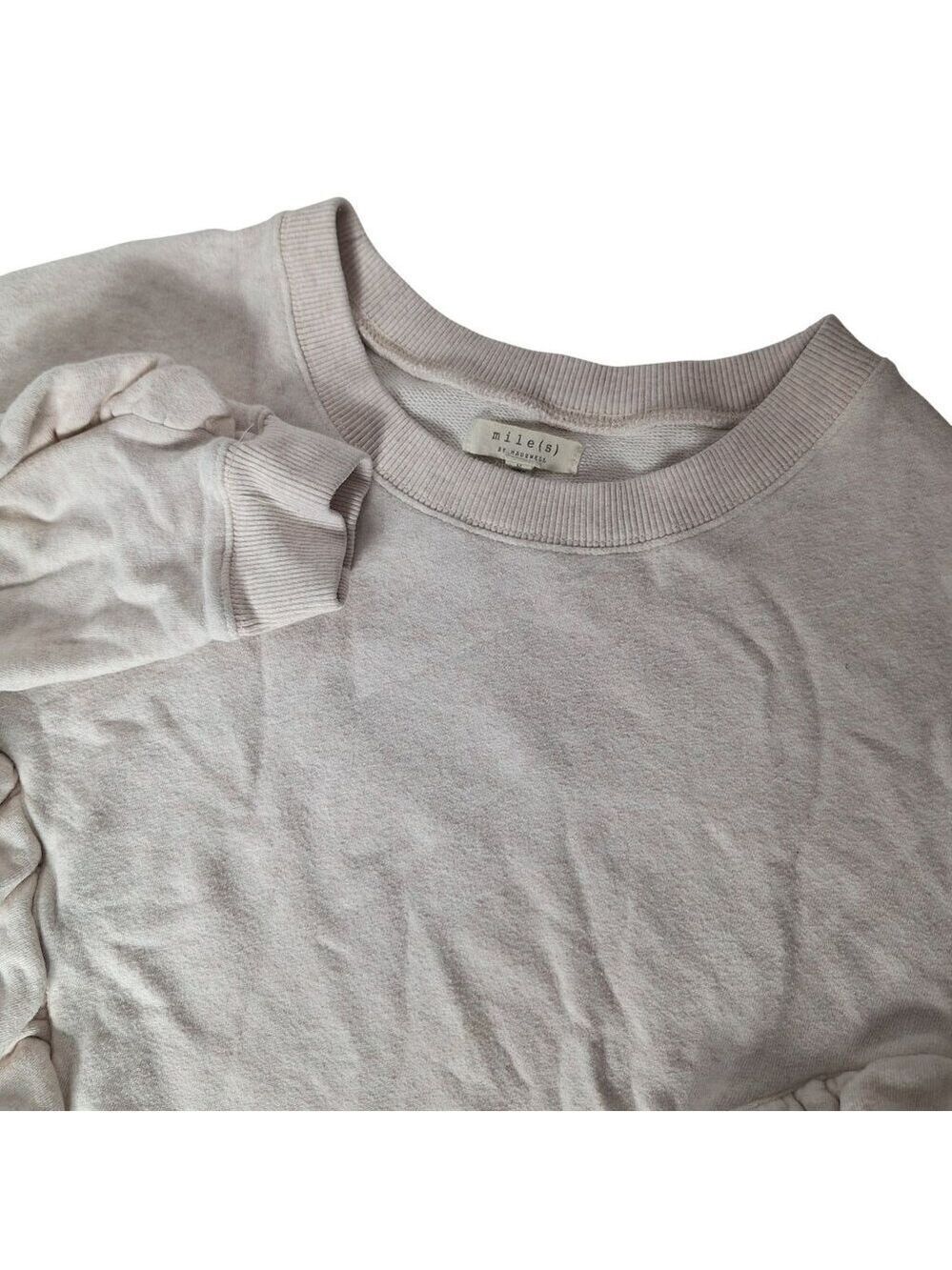 Madewell Cream Ruffle Sleeve Sweatshirt Pullover Medium